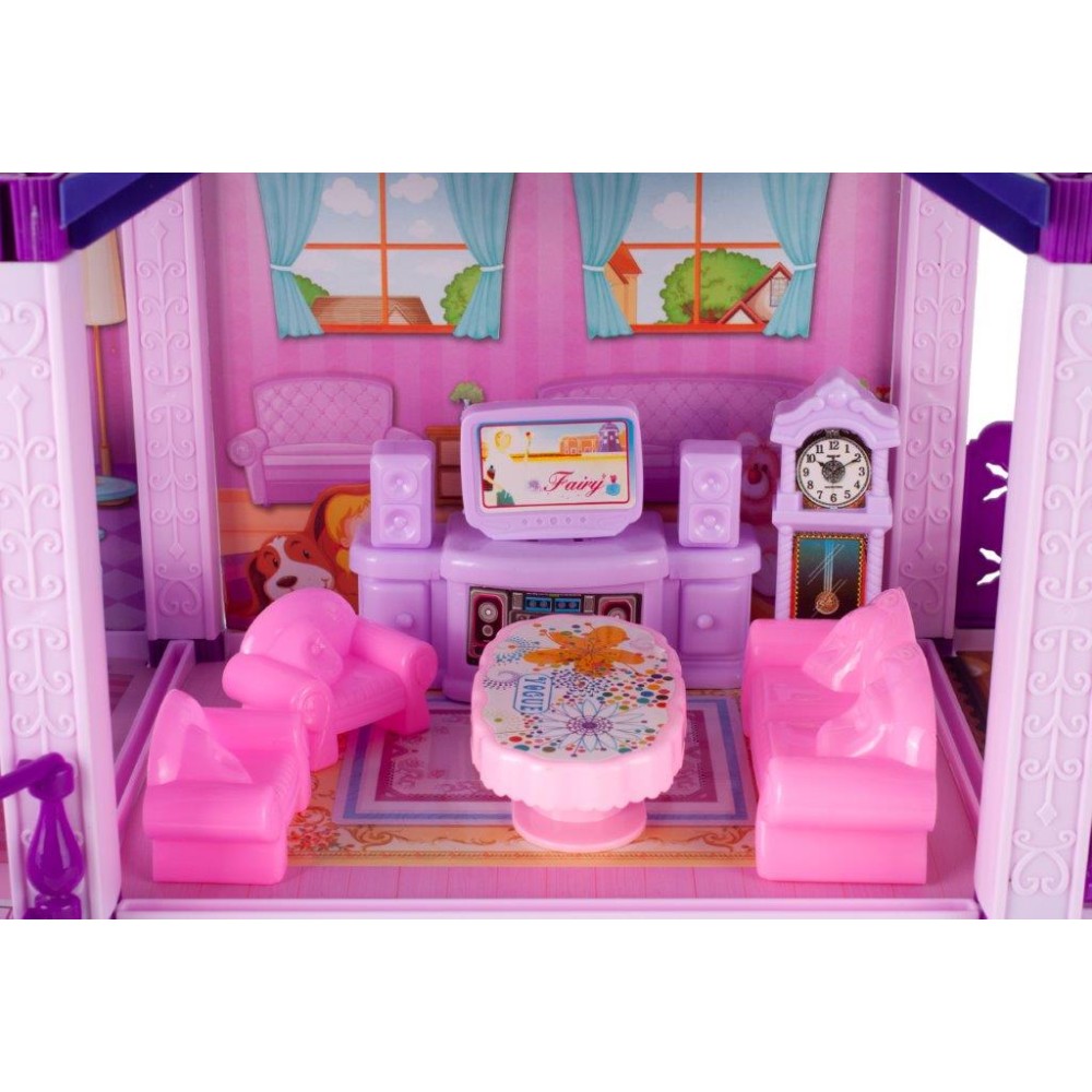 Villa maison de poupée et poney avec chevaux