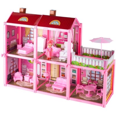 Maison de poupée grande Villa avec poupée à assembler