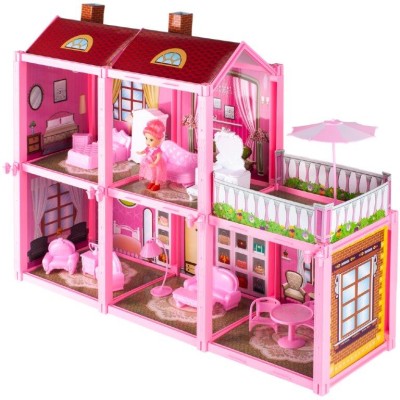 Maison de poupée grande Villa avec poupée à assembler