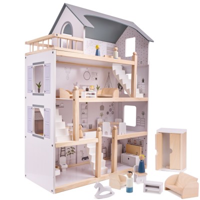 Maison de poupée en bois + meubles 80cm