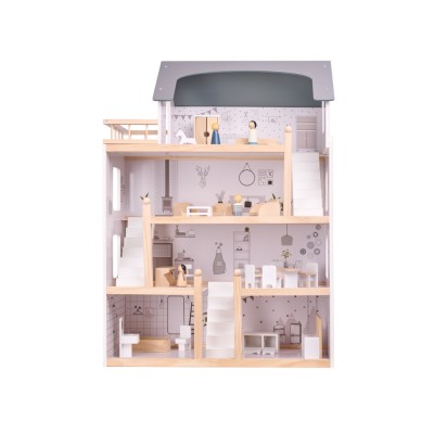 Maison de poupée en bois + meubles 80cm