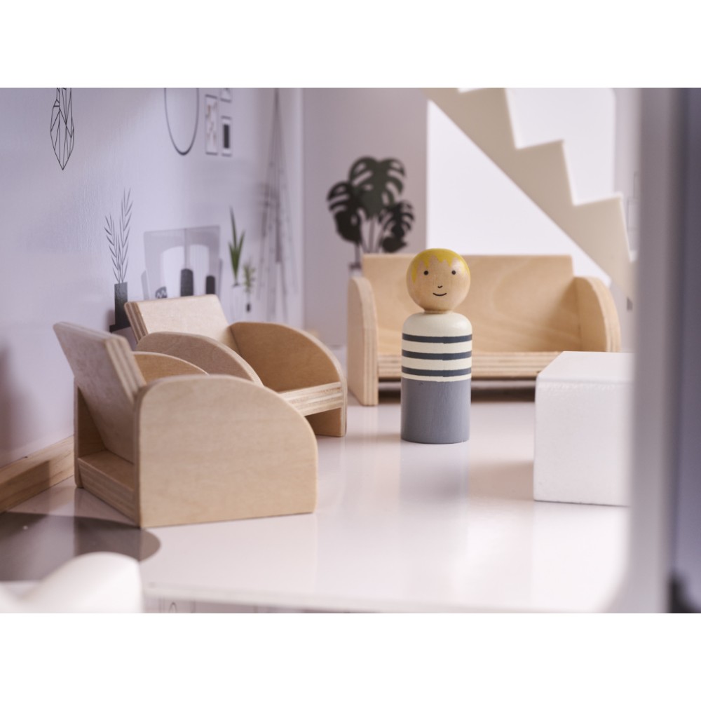 Maison de poupée en bois + meubles 80cm
