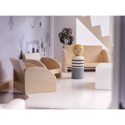 Maison de poupée en bois + meubles 80cm