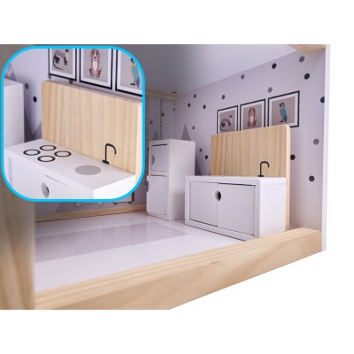 Maison de poupée en bois + meubles 80cm