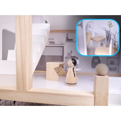 Maison de poupée en bois + meubles 80cm