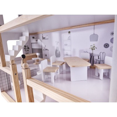 Maison de poupée en bois + meubles 80cm
