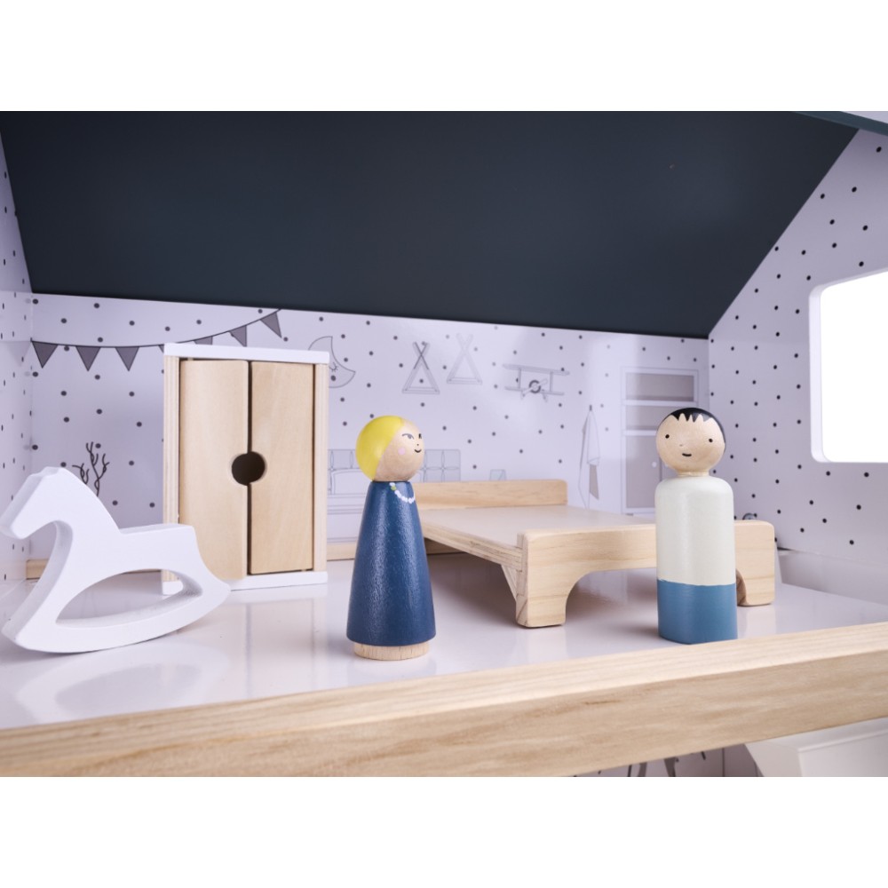 Maison de poupée en bois + meubles 80cm