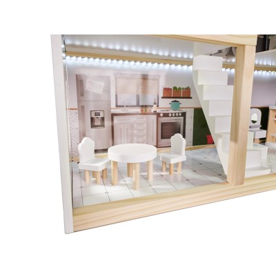 Maison de poupée en bois ULILO FLORO bohème LED 