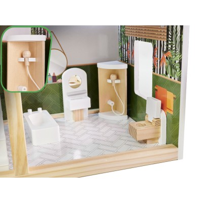 Maison de poupée en bois ULILO FLORO bohème LED 