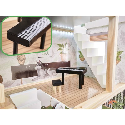Maison de poupée en bois ULILO FLORO bohème LED 