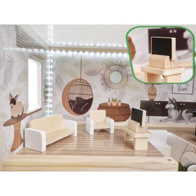 Maison de poupée en bois ULILO FLORO bohème LED 