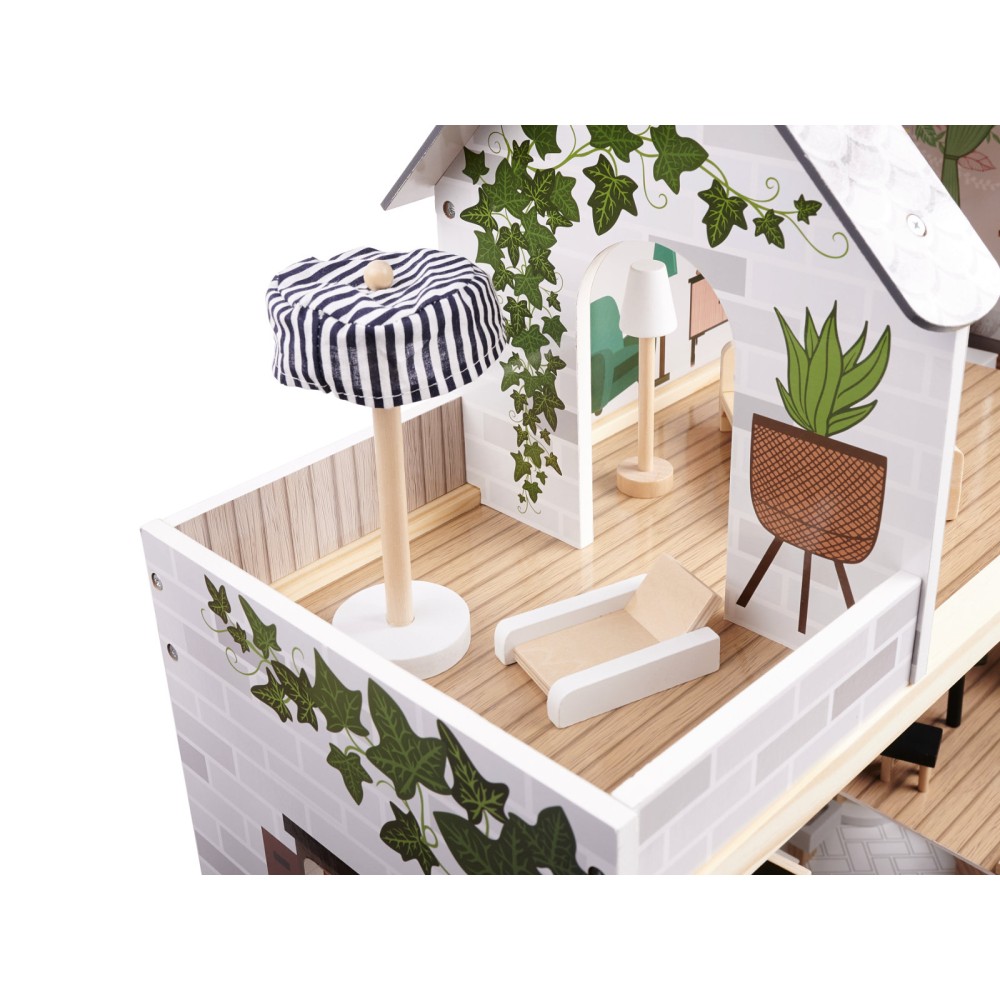 Maison de poupée en bois ULILO FLORO bohème LED 