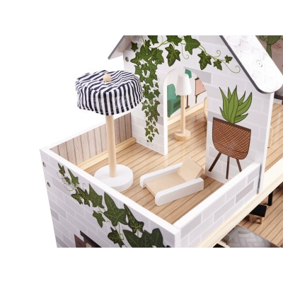 Maison de poupée en bois ULILO FLORO bohème LED 