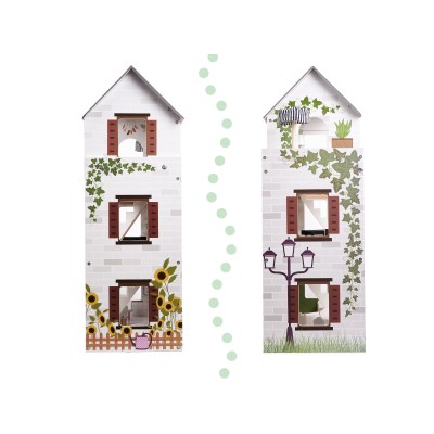Maison de poupée en bois ULILO FLORO bohème LED 
