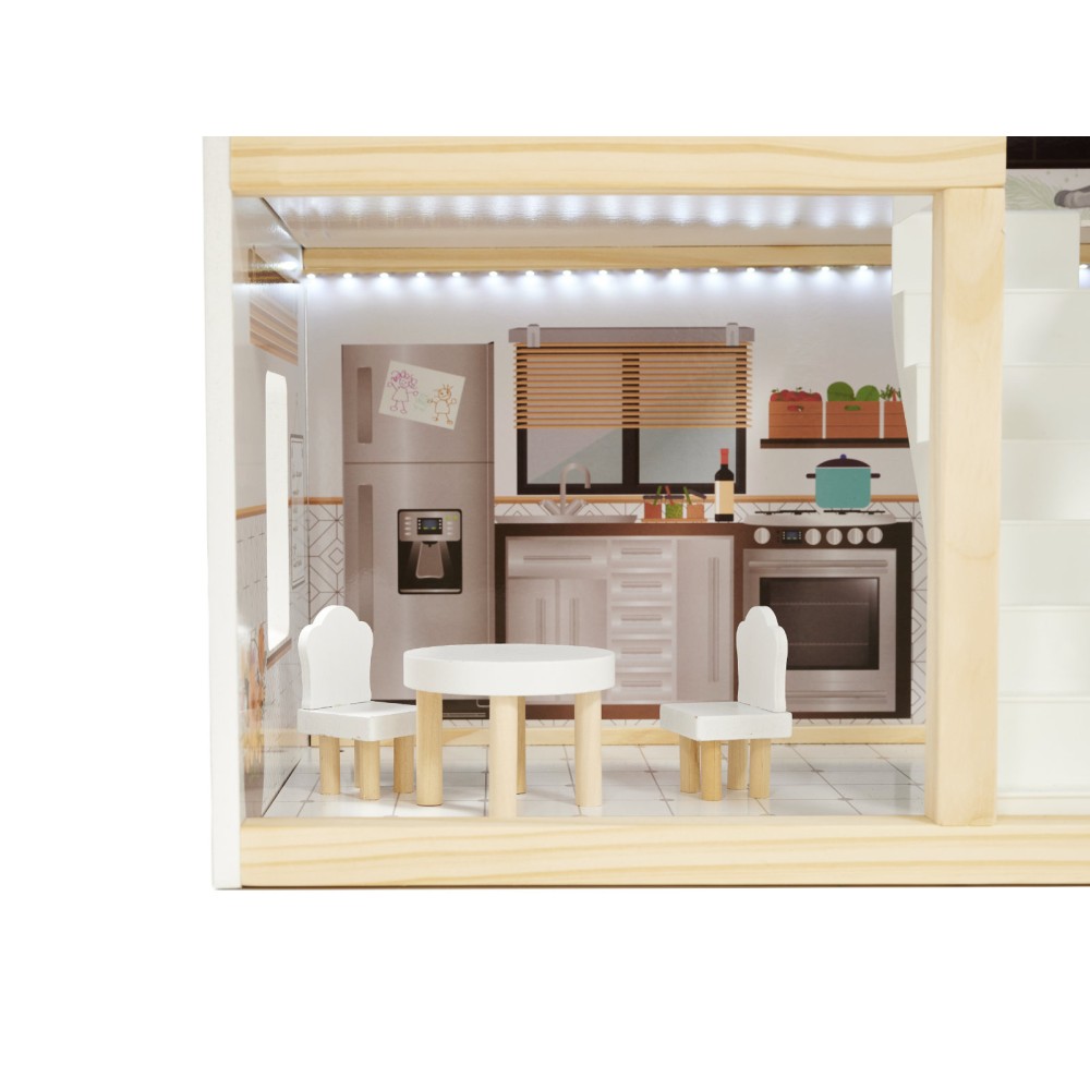 Maison de poupée en bois ULILO FLORO bohème LED 
