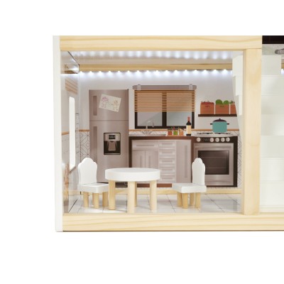 Maison de poupée en bois ULILO FLORO bohème LED 