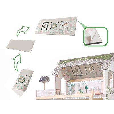 Maison de poupée en bois ULILO FLORO bohème LED 
