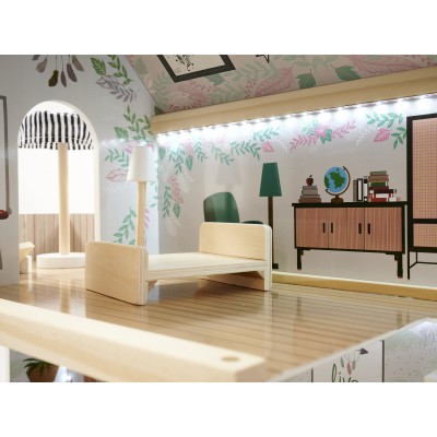 Maison de poupée en bois ULILO FLORO bohème LED 