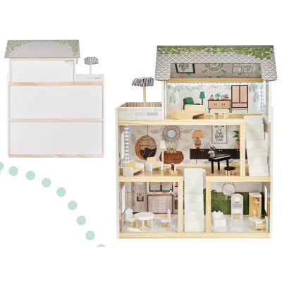 Maison de poupée en bois ULILO FLORO bohème LED 
