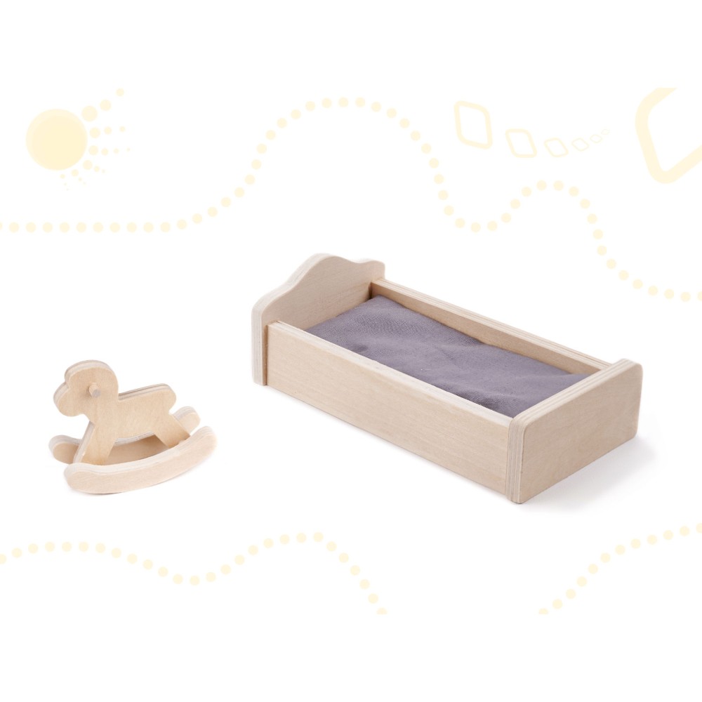 Maison de poupée en bois + meubles 70cm gris