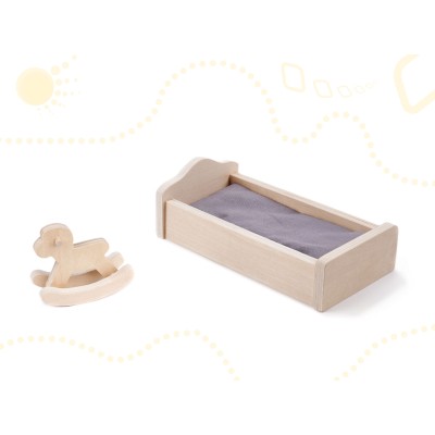 Maison de poupée en bois + meubles 70cm gris