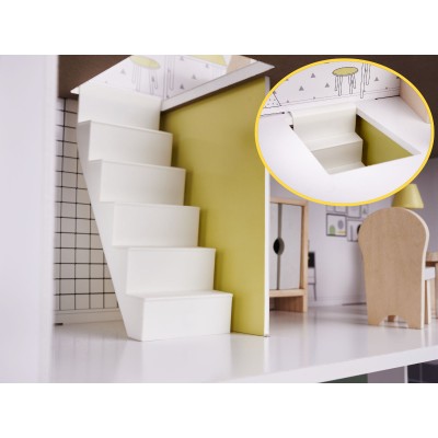 Maison de poupée en bois + meubles 70cm gris