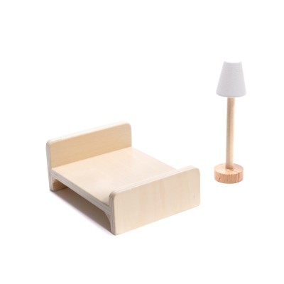 Maison de poupée en bois MDF + meubles 78cm LED noir