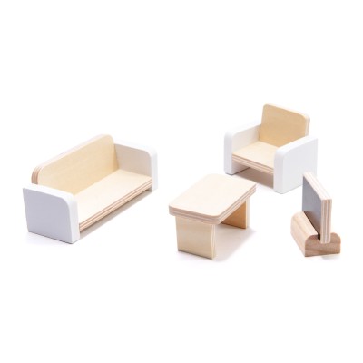 Maison de poupée en bois MDF + meubles 78cm LED noir