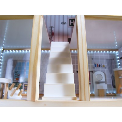 Maison de poupée en bois MDF + meubles 78cm LED noir