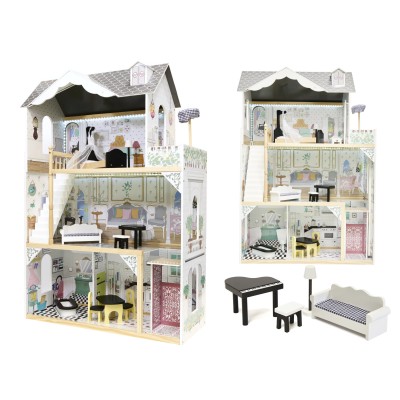 Maison de poupée en bois MDF + meuble 122cm XXL LED