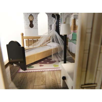Maison de poupée en bois MDF + meuble 122cm XXL LED