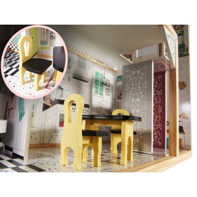 Maison de poupée en bois MDF + meuble 122cm XXL LED
