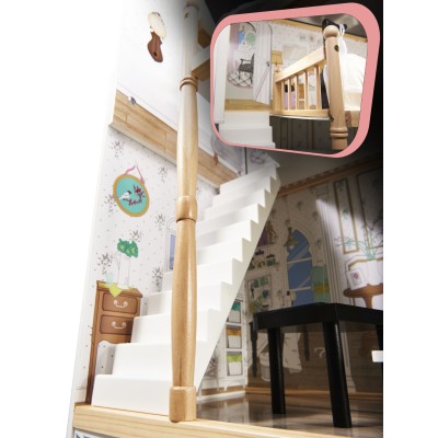 Maison de poupée en bois MDF + meuble 122cm XXL LED