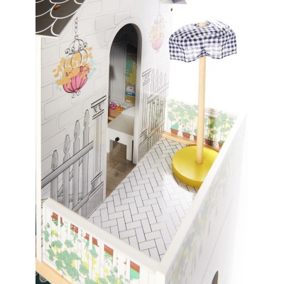 Maison de poupée en bois MDF + meuble 122cm XXL LED