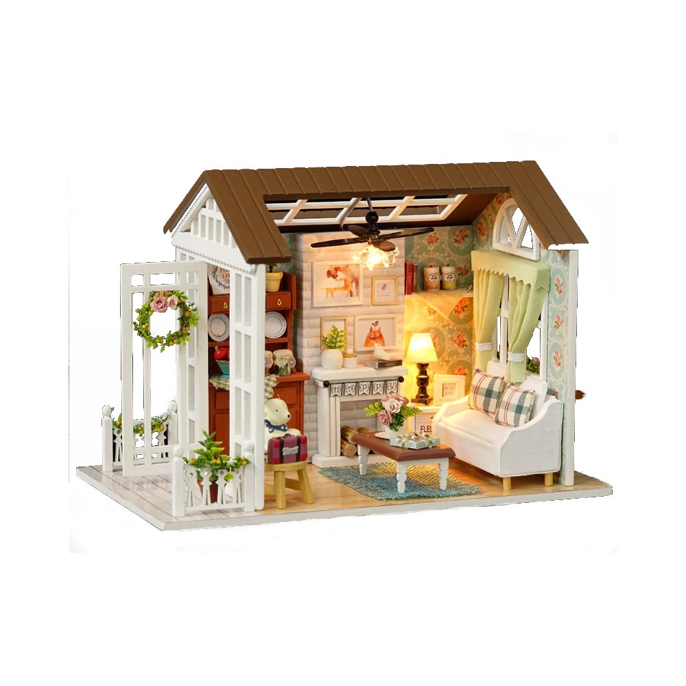 Maison de poupée en bois à assembler LED 8008-A