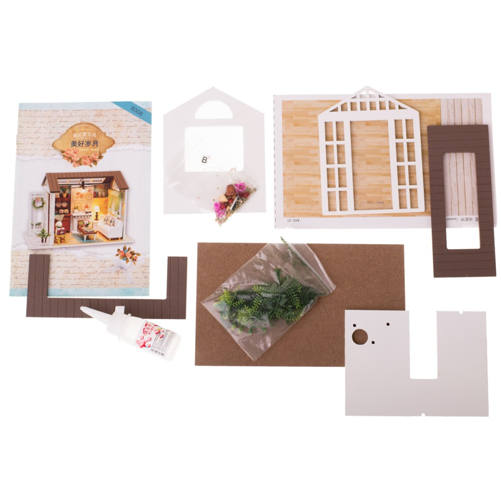  Maison de poupée en bois à assembler LED 8008-A