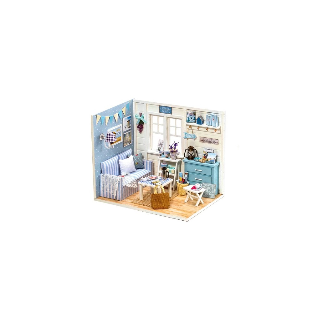 Maison de poupée en bois,LED pliable