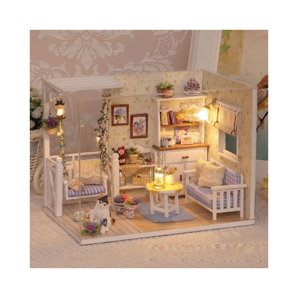 Maison de poupée en bois modèle rétro DIY