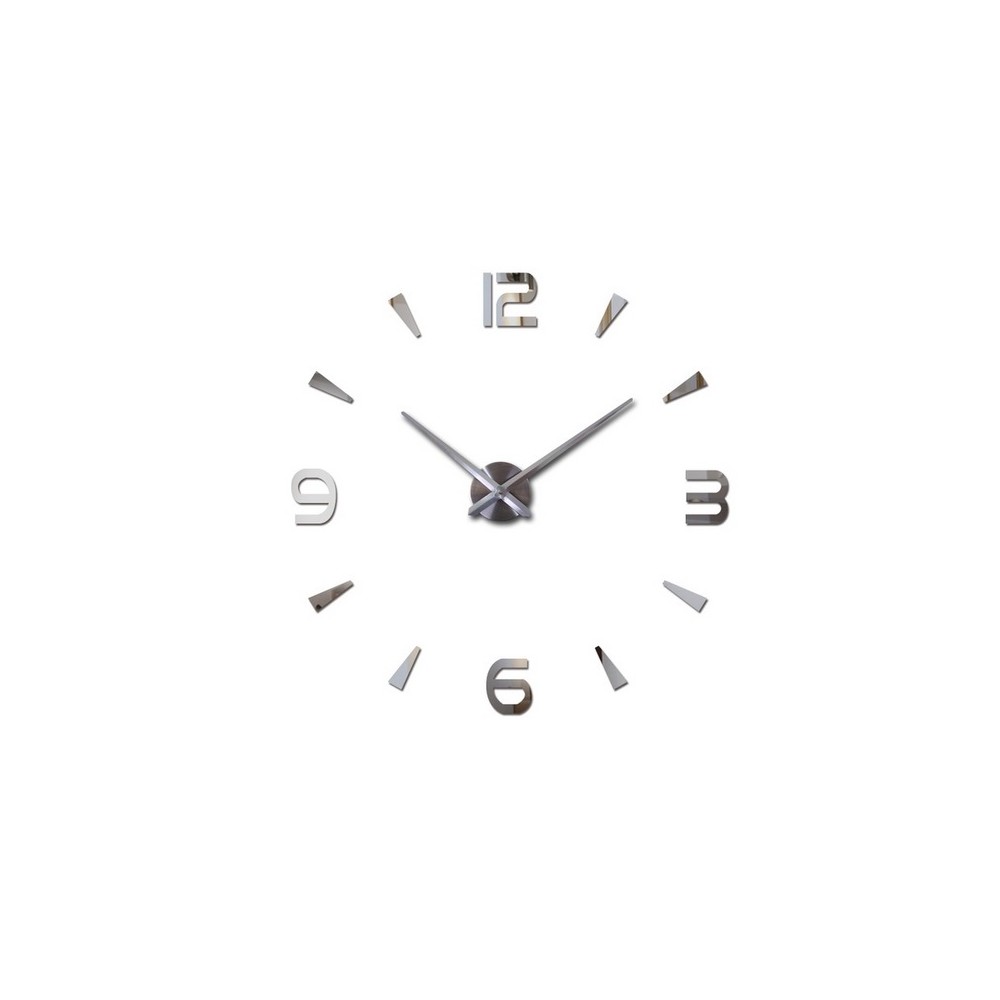 Horloge murale 80-120cm argent 4 chiffres