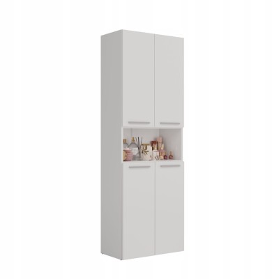 Armoire salle de bain LUMINA 174x60x30 cm Noir face Bois Blanc