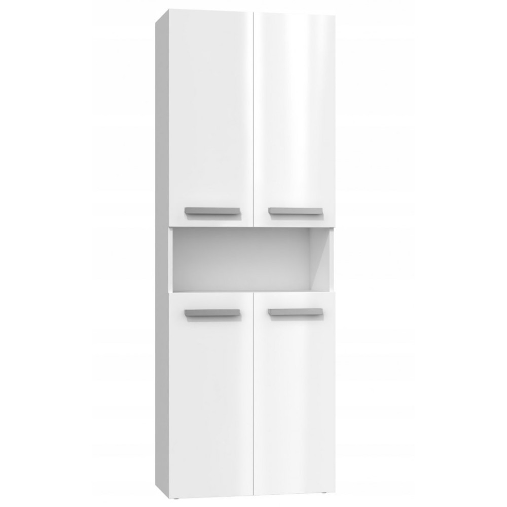 Armoire salle de bain LUMINA 174x60x30 cm Noir face Blanc brillant Armoire salle de bain LUMINA 174x60x30 cm Noir face Blanc brillant