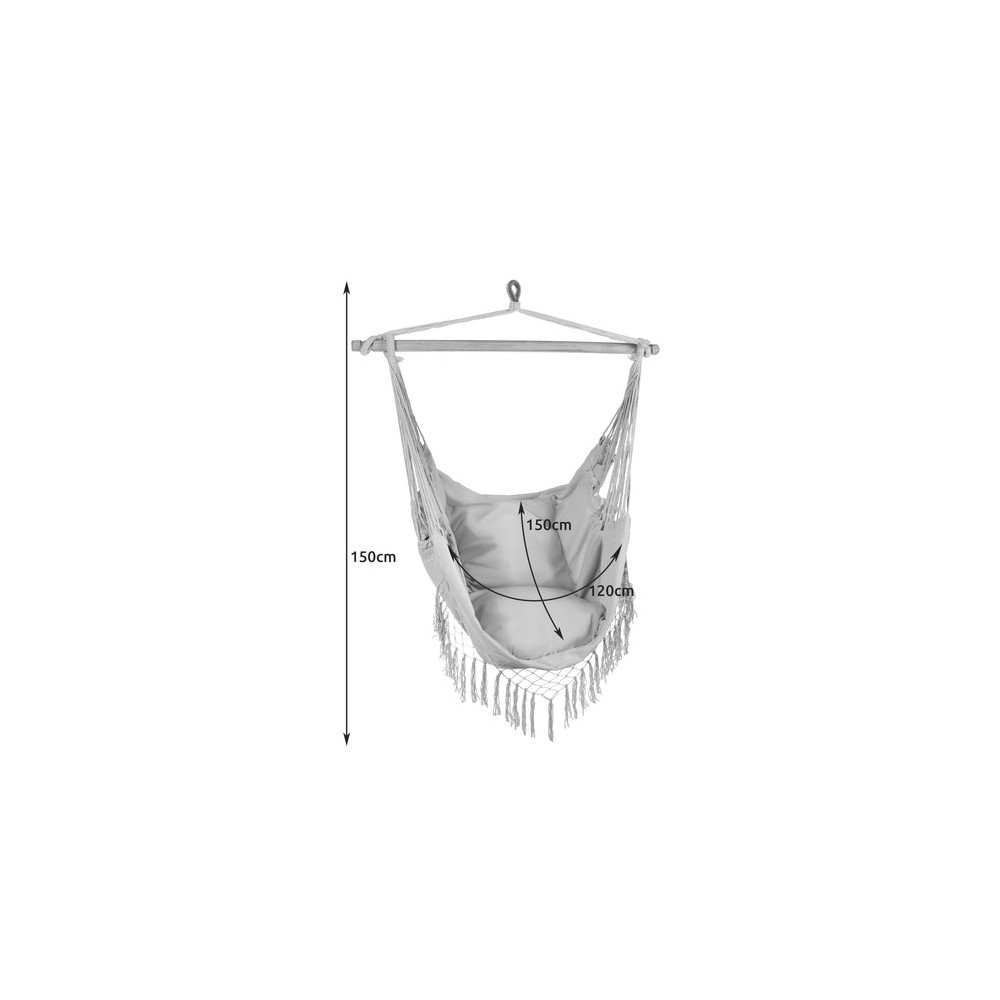 Hamac - Chaise brésilienne grise + 2 OREILLERS