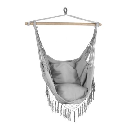 Hamac - Chaise brésilienne grise + 2 OREILLERS