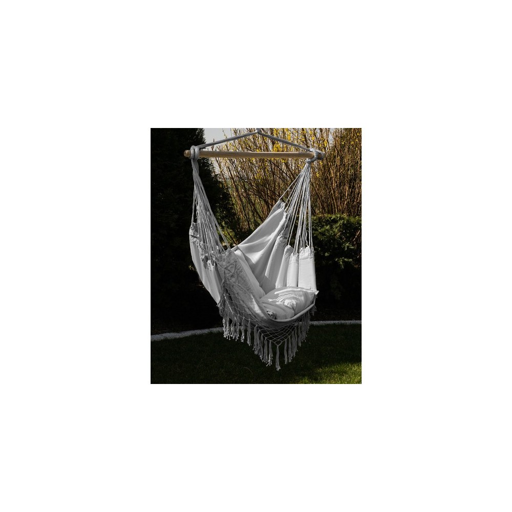 Hamac - Chaise brésilienne grise + 2 OREILLERS