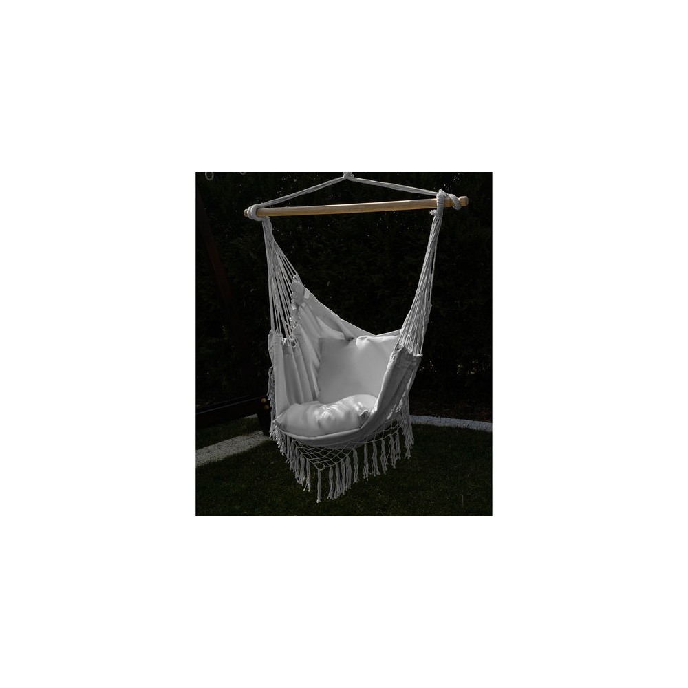 Hamac - Chaise brésilienne grise + 2 OREILLERS