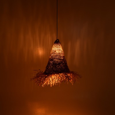 Plafonnier suspension luminaire jute avec abat jour 35x40 cm
