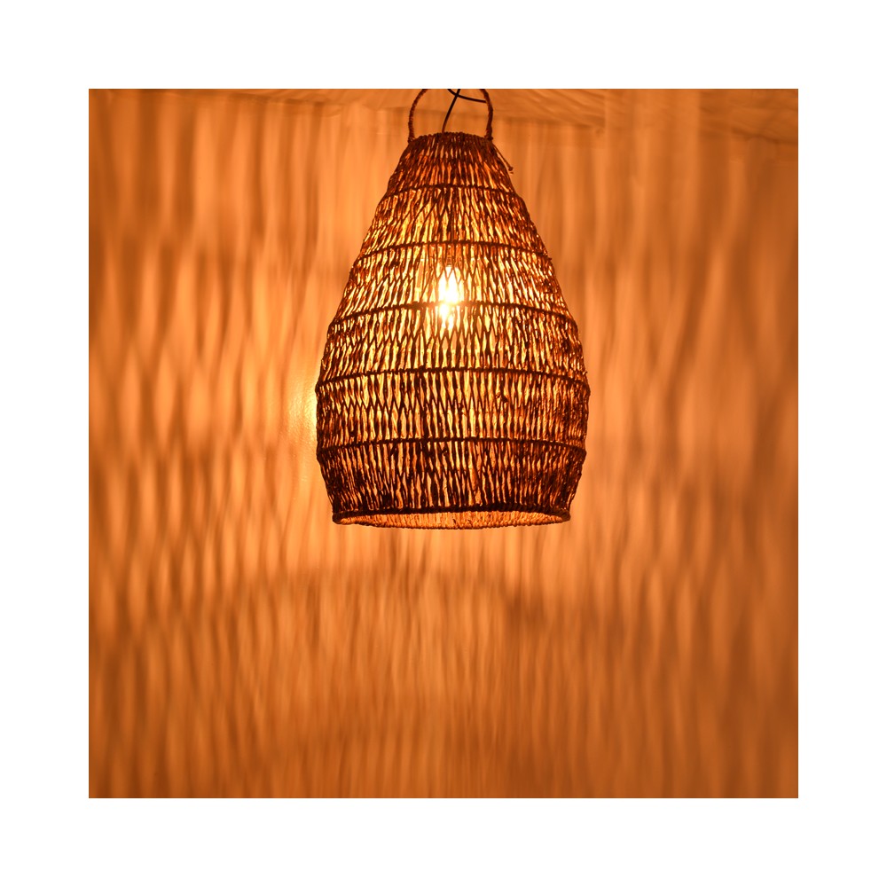 Plafonnier suspension luminaire abat jour marron 50x50x70 cm
