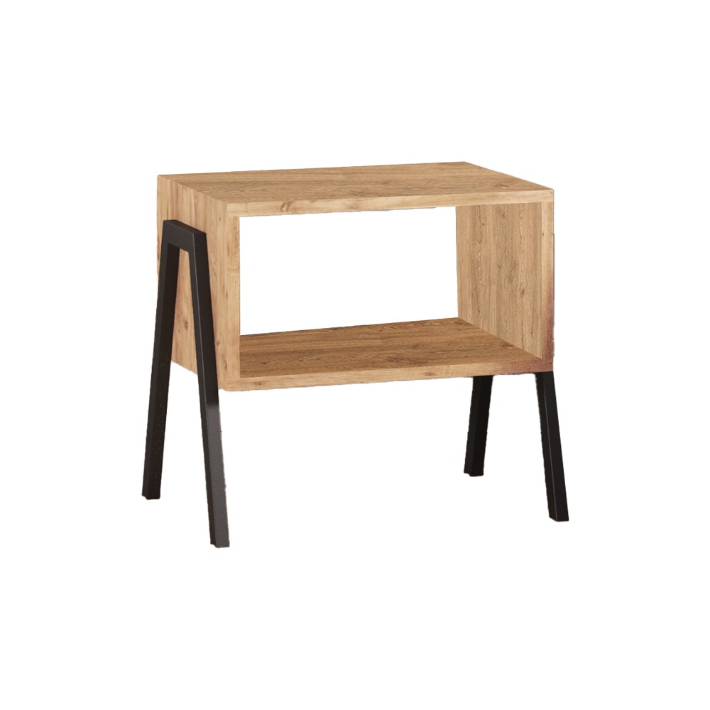 Table de chevet pieds en métal marron 49x35x49 cm
