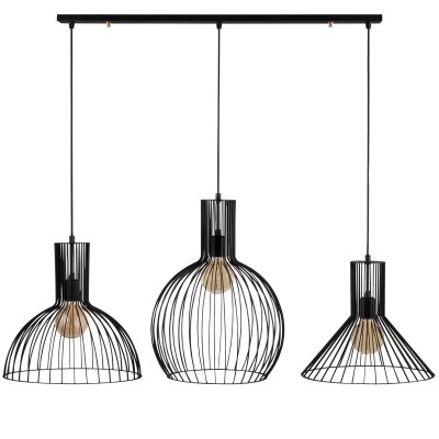Suspension À Hauteur Réglable En Métal Fellini - 3 Suspensions - L.145 X H. 70/124 Cm