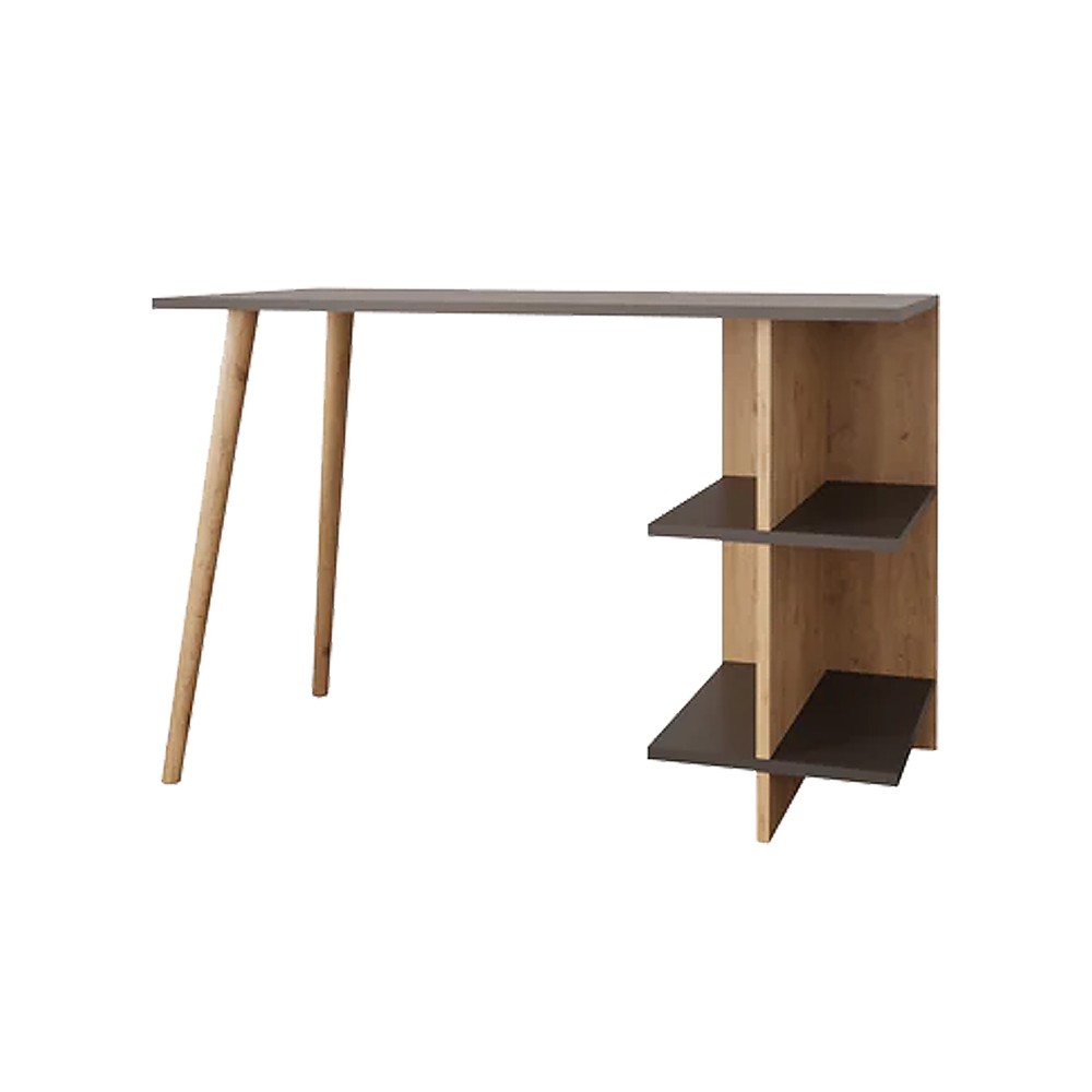 Bureau Volet bois chêne anthracite 114x56x76 cm